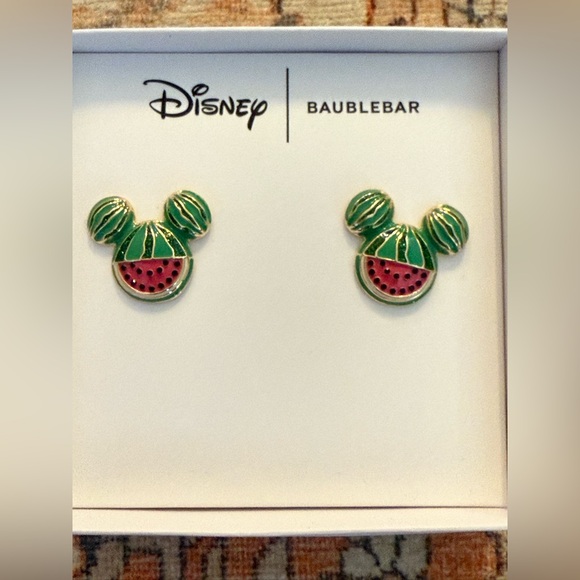Disney X Baublebar Mickey Mouse Watermelon Shaped Stud Earrings - Picture 3 of 7